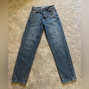 Zara Women’s Straight Leg Denim Jeans Size 2 Blue High Waisted Pants Distressed